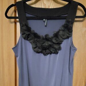Fun! Sleeveless Dress Top with Black Ruffles design
